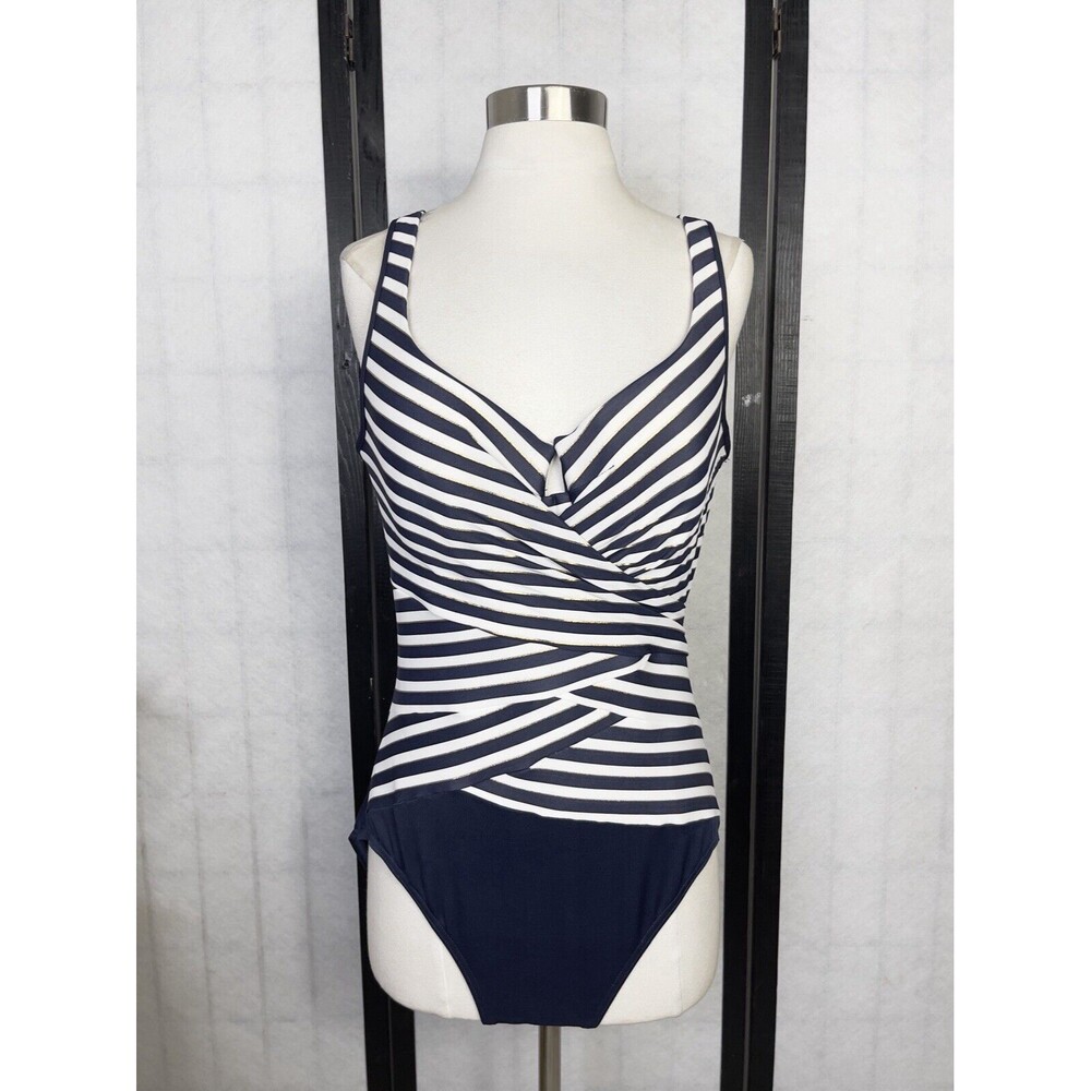 Miracle suits New Directions Layered Escape One Piece Swimsuit Midnight Navy 8